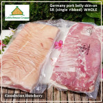Pork BELLY SKIN ON samcan frozen Germany GOLDSCHMAUS steak cuts schnitzel 1cm 3/8" (price/pack 600g 5pcs)